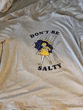 Don't Be Salty Graphic Tee — Yellow & Navy Print